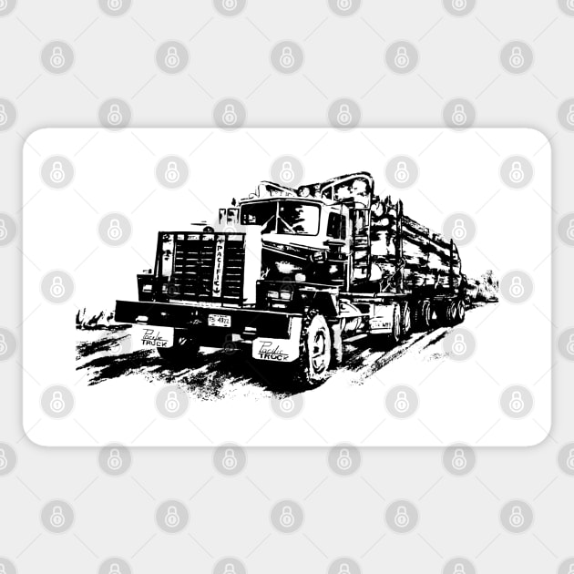 Logging Truck Sticker by AuburnQuailart
